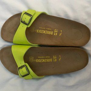 Gently Loved Chartreuse Birkenstock slip ons